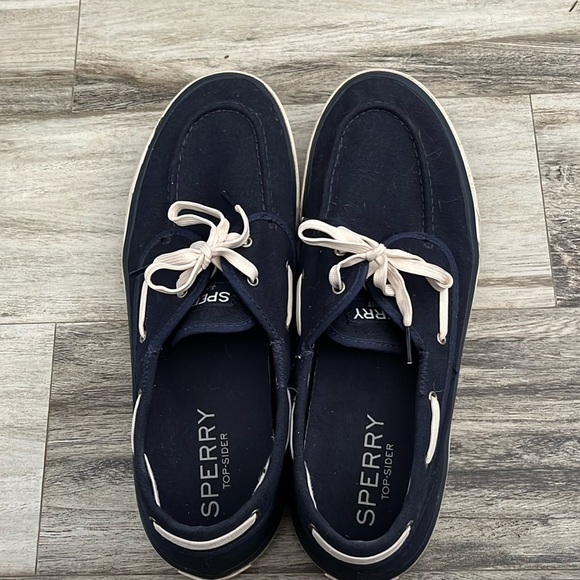 SPERRY TOPSIDER TENNIS SHOES WHITE & DI NAVY BLUE SZ 11 NO BOX GREAT CONDITION - Picture 1 of 5